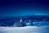 Stars Sky in Snowy Mountains and Valleys Winter Backdrop for Portrait IBD-19609