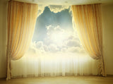 The Background of the Golden Sky Seen from the Window in the Morning Light for Photo IBD-19982 - iBACKDROP-backdrop photography, For Photography, Golden Sky, Photography Background, Portrait Photo Backdrop, Portrait Photography backdrops, Window Backdrops, Window Background