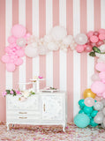 Valentines Day Pink Stripe Balloon Romantic Background Proposal Photography Backdrop IBD-20036