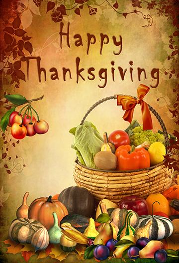 Vegetable and Fruit Painting Background Thanksgiving Day Backdrops IBD-19627