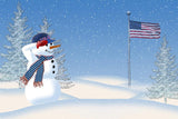 Winter Background White Snowman Salute Patriotic Backdrops Photo for Kids IBD-19742