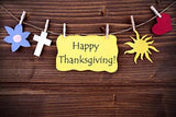 Wooden Background with Happy Thanksgiving Card Hanging Photography Backdrops IBD-19686