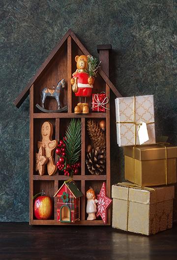 Wooden Christmas Decorations and  Background Festival Backdrop IBD-19584