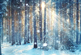 Beautiful Forest Snow Scene Christmas Backdrops IBD-24178 - iBACKDROP-chr, chri, chris, christ, christm, Christmas Backdrops, Christmas Background, christmas tree, fore, forest, New Arrivals, photography backdrops