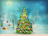 Blue Bokeh And Blurred Backdrops Christmas Trees In Snow Background Christmas Backdrops IBD-H19170