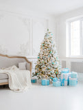 Blue Gift Boxes Christmas Decorations In Door Background Photography Backdrops IBD-P19191