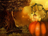 Cartoon Trees and Pumpkin Lanterns Festival Backdrops IBD-H19117