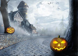Castle Background Pumpkin Lanterns Halloween Backdrops IBD-H19134