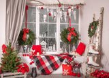 Christmas Decorated Window Backdrops Snow Background Photography Backdrops IBD-H19180
