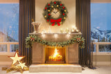 Christmas Stove Decorated House Background Photography Backdrops IBD-H19183