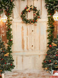 Christmas Door Decor Idea Backdrop Photo Background Backdrops Cloth IBD-24117 - iBACKDROP-chri, chris, christ, christm, Christmas Backdrop, Christmas Backdrops, For Photography Diy Christmas Backdrop, New Arrivals