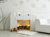 Christmas White Birck Wall Fireplace Photography Backdrops IBD-24228