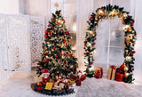 Corner of House Decorated Backgrouond Christmas Backdrop IBD-24179 - iBACKDROP-chr, chri, chris, christ, christm, Christmas Backdrops, Christmas Background, christmas tree, fore, New Arrivals, photography backdrops