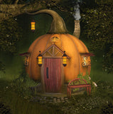 Forest Background Pumpkin House Halloween Festival Backdrops IBD-19092 - iBACKDROP