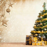 Golden Christmas Tree Backdrop Photo Background Backdrops Cloth ST-012 - iBACKDROP-chri, chris, christ, christm, Christmas Backdrop, Christmas Photo Backdrop, christmas tree, christmas tree backdrop, Diy Christmas Photo Backdrop, golden backdrop, New Arrivals