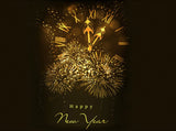 Golden Fireworks Clock Happy New Year Backdrop for Photography ST-013-H