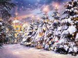 Colorful Palace and Grand Fir Forest Photography Backdrops IBD-24214