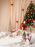 Green Christmas Tree And Snowman Photography Backdrops IBD-24251