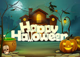 Festival Backdrops Halloween Backdrops Happy Halloween Kid Cartoon Backdrop IBD-H19030