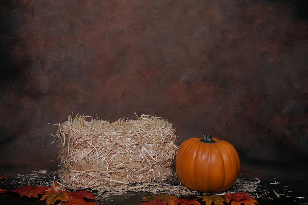 Festival Backdrops Halloween Haystack And Pumpkin Background IBD-19067