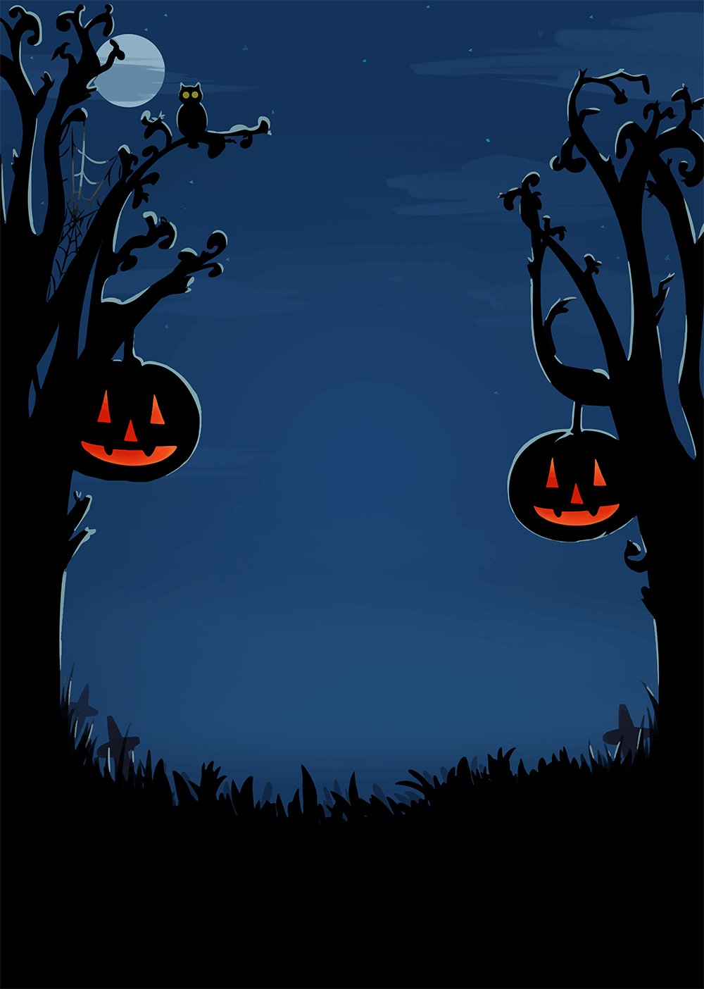 Horrible Night Evil Pumpkin Lanterns Halloween Backdrops IBD-P19121