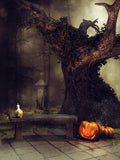 Festival Backdrops Halloween Old Tree Background Evil Pumpkin Lanterns IBD-H19071 - iBACKDROP