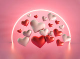 Pink Wall With Red And White Heats Valentine Day Photography Backdrop IBD-24355