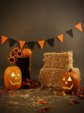 Festival Backdrops Halloween Backdrops Pumpkin Lanterns Haystack Background 