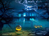 Festival Backdrops Halloween Backdrops Shiny Ghost House Backdrop Pumpkin Lanterns IBD-H19031