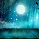 Halloween Backdrops Festival Backdrops Shiny Light Blue Wood Background IBD-H19025