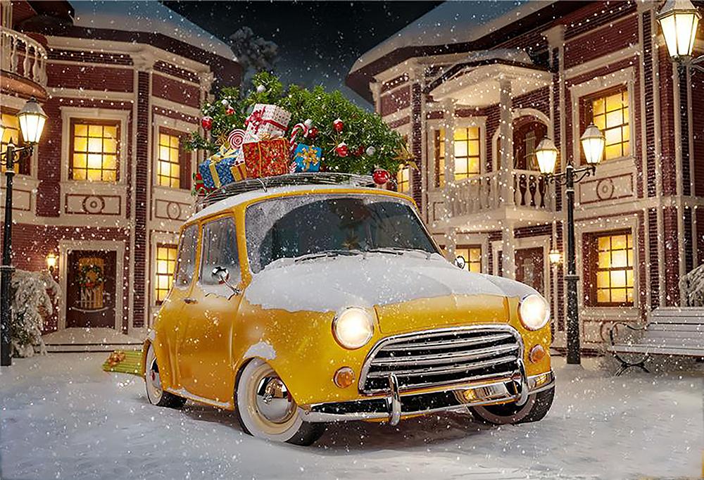 Now Falling Background Christmas Gifts Car Backdrop For Photography IBD-H19157