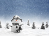 Snowing Wild Grand Fir Forest Snowman Christmas Backdrops IBD-24215