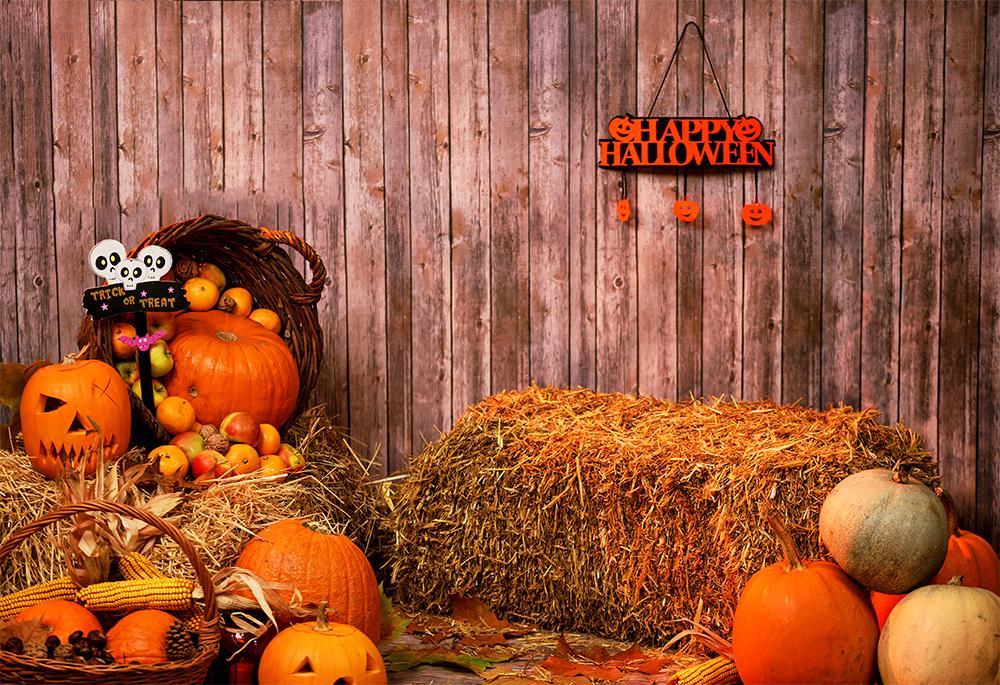 Stacks and Abundant Fruit Corner Background Halloween Backdrops IBD-H19131