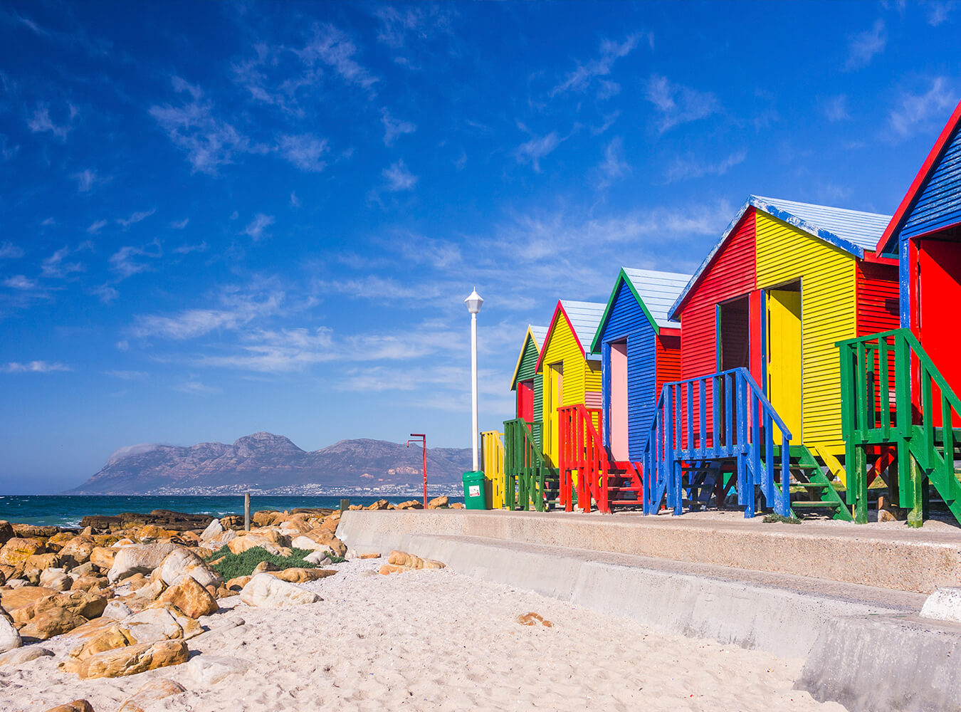 Summer Beach And Colorful Wooden House Scenic Backdrop IBD-24422