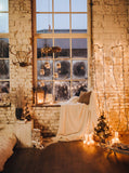 Vintage Brick Wall Christmas Decor Lights Photography Backdrops IBD-24208