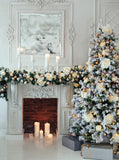 White Stove Background Christmas Decorations Backdrop Photography Backdrops IBD-P19188