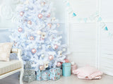 White Christmas Tree And Present Box Backdrops IBD-24241