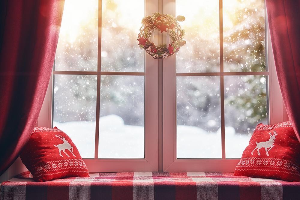 Window Decoration For Snow Background Christmas Backdrop IBD-H19155