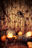 Wood Backdrop Shiny Pumpkin Lanterns Halloween Festival Backdrops IBD-19081 - iBACKDROP