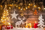 Wood Background Christmas Decorated Light Backdrop For Home Decor IBD-H19159